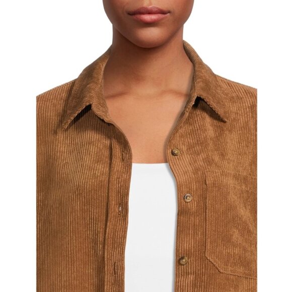 NEW Size Large Women’s Corduroy Shacket Jacket Shirt Button up Down L Amber Brow - Picture 11 of 12